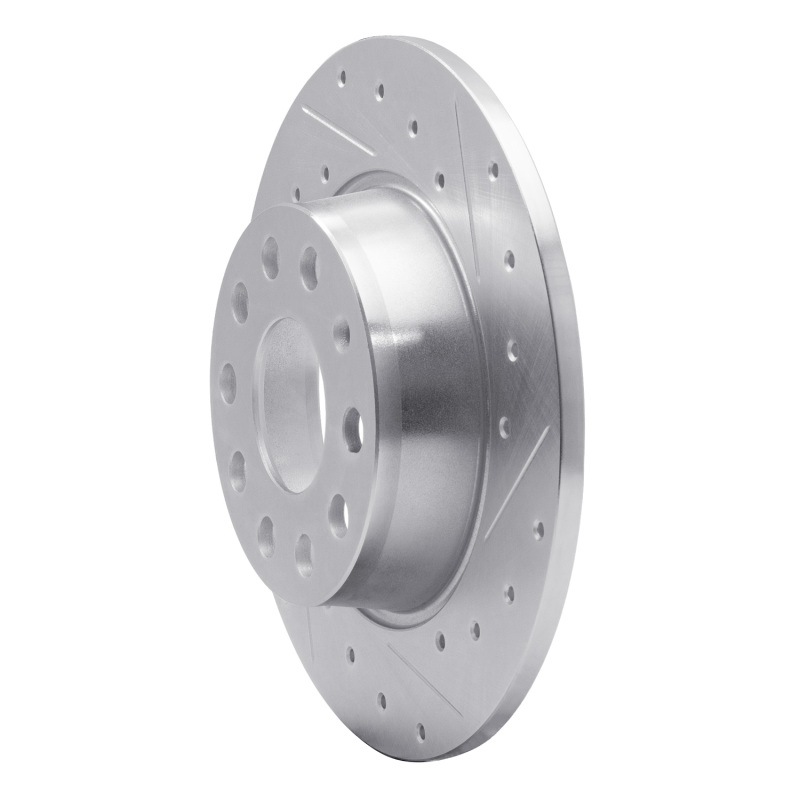 Audi A3 Brake Rotor (1) - Rear Right - R1 Concepts - Drilled & Slotted - Silver - `05-`25